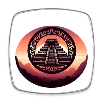 Mayatempel Pyramide Aztekisch Tribal Reise - Viereckiger Kühlschrankmagnet - Weiß - Vorne