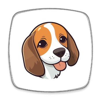 Beagle Dog Breed Watercolor Cartoon Kawaii Clipart - Square fridge magnet - white - Front