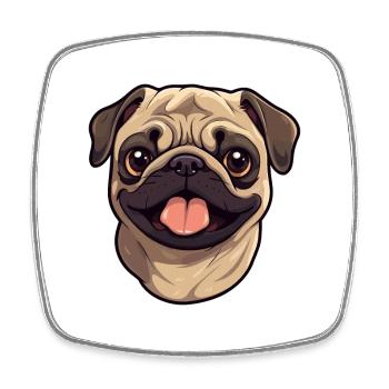 Mops Hund Rasse Aquarell Cartoon Kawaii Clipart - Viereckiger Kühlschrankmagnet - Weiß - Vorne