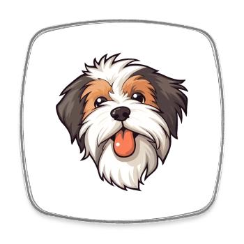 Biewer Terrier Dog Breed Watercolor Cartoon Kawaii - Square fridge magnet - white - Front
