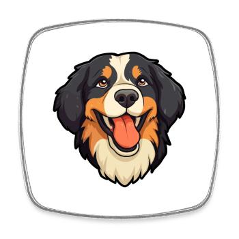 Bernese Mountain Dog Breed Watercolor Cartoon Kawa - Square fridge magnet - white - Front