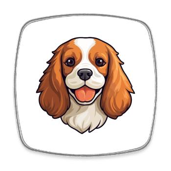 Cavalier King Charles Spaniel chien race aquarelle - Magnet carré - blanc - Devant