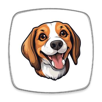 Beagle Dog Breed Watercolor Cartoon Kawaii Clipart - Square fridge magnet - white - Front