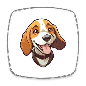 Beagle Dog Breed Watercolor Cartoon Kawaii Clipart - Square fridge magnet - white - Front