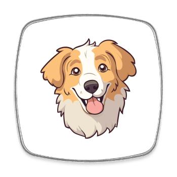 Hovawart chien race aquarelle dessin animé Kawaii Clipa - Magnet carré - blanc - Devant