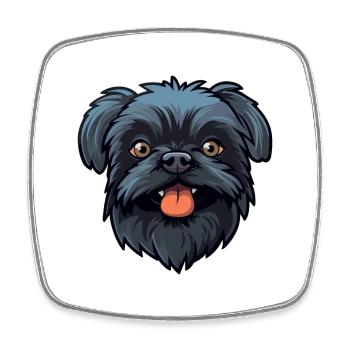 Affenpinscher Dog Breed Watercolor Cartoon Kawaii - Square fridge magnet - white - Front