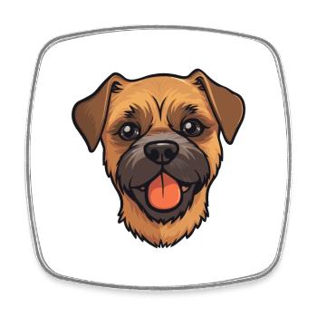 Border Terrier chien race aquarelle dessin animé Kawaii - Magnet carré - blanc - Devant