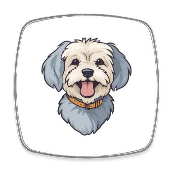 Dandie Dinmont Terrier Dog Breed Watercolor Cartoo - Square fridge magnet - white - Front