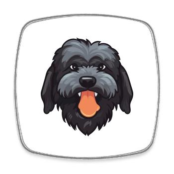 Schwarze russische Terrier-Hunderasse Aquarell-Karikatur - Viereckiger Kühlschrankmagnet - Weiß - Vorne