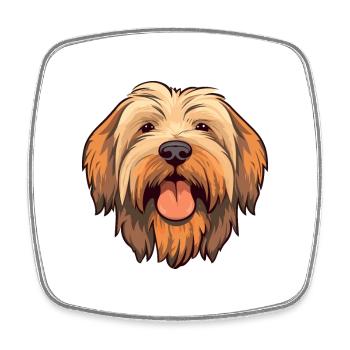 Briard Dog Breed Watercolor Cartoon Kawaii Clipart - Square fridge magnet - white - Front