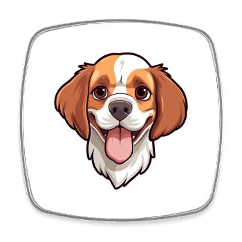 Bretagne chien race aquarelle dessin animé Kawaii Clipa - Magnet carré - blanc - Devant