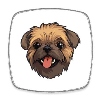 Brussels Griffon Dog Breed Watercolor Cartoon Kawa - Square fridge magnet - white - Front