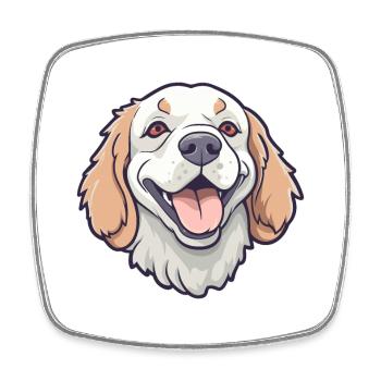 Clumber Spaniel Hund Rasse Aquarell Cartoon Kawai - Viereckiger Kühlschrankmagnet - Weiß - Vorne