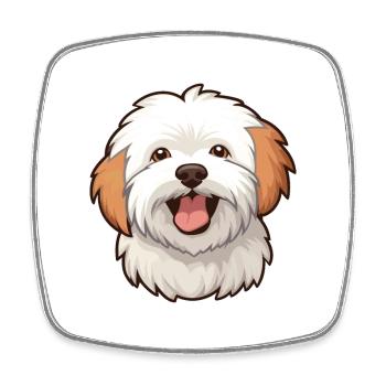 Cotons De Tuléar Chien Race Aquarelle Dessin Animé Kawa - Magnet carré - blanc - Devant