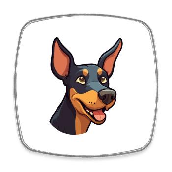 Dobermann Pinscher Hunderasse Aquarell Karikatur Kaw - Viereckiger Kühlschrankmagnet - Weiß - Vorne