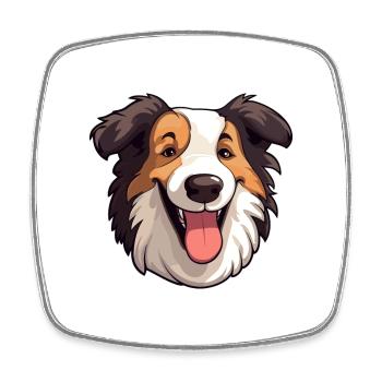 Collie chien race aquarelle dessin animé Kawaii Clipart - Magnet carré - blanc - Devant