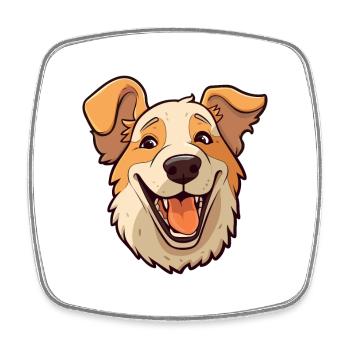 Chinook chien race aquarelle dessin animé Kawaii Clipar - Magnet carré - blanc - Devant