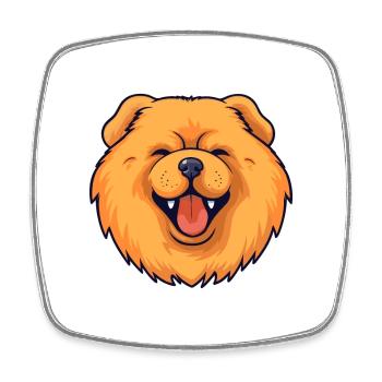 Chow Chow Dog Breed Watercolor Cartoon Kawaii Clip - Square fridge magnet - white - Front