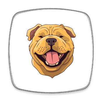 Chinesische Shar Pei Hunderasse Aquarell Karikatur Kawa - Viereckiger Kühlschrankmagnet - Weiß - Vorne