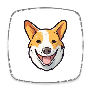 Canaan chien race aquarelle dessin animé Kawaii Clipart - Magnet carré - blanc - Devant