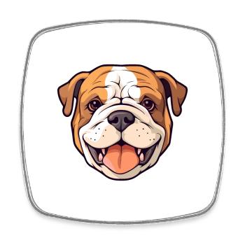 Bulldogge Hund Rasse Aquarell Karikatur Kawaii Clipar - Viereckiger Kühlschrankmagnet - Weiß - Vorne