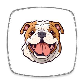 Bulldogge Hund Rasse Aquarell Karikatur Kawaii Clipar - Viereckiger Kühlschrankmagnet - Weiß - Vorne
