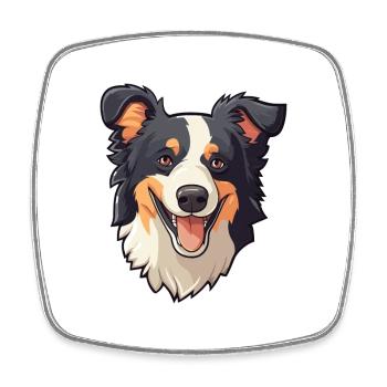 Border Collie Hunderasse Aquarell Karikatur Kawaii - Viereckiger Kühlschrankmagnet - Weiß - Vorne