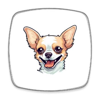 Chihuahua Dog Breed Watercolor Cartoon Kawaii Clip - Square fridge magnet - white - Front