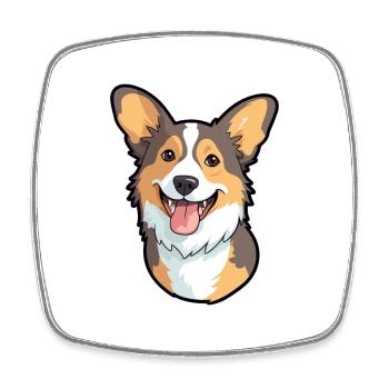 Cardigan Welsh Corgi Dog Breed Watercolor Cartoon - Square fridge magnet - white - Front