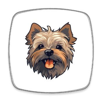 Cairn Terrier Dog Breed Watercolor Cartoon Kawaii - Square fridge magnet - white - Front