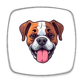Boxer Hund Rasse Aquarell Cartoon Kawaii Clipart - Viereckiger Kühlschrankmagnet - Weiß - Vorne