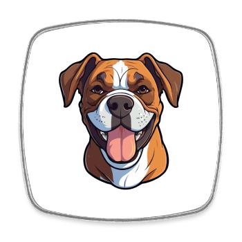 Boxer Hund Rasse Aquarell Cartoon Kawaii Clipart - Viereckiger Kühlschrankmagnet - Weiß - Vorne