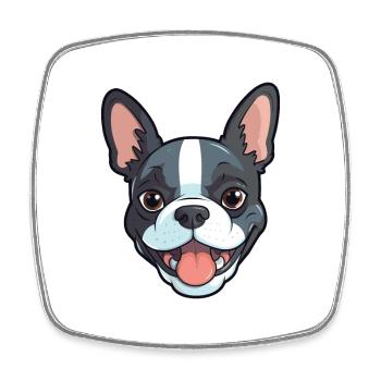Boston Terrier Hunderasse Aquarell Karikatur Kawaii - Viereckiger Kühlschrankmagnet - Weiß - Vorne