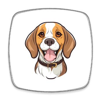 Beagle Dog Breed Watercolor Cartoon Kawaii Clipart - Square fridge magnet - white - Front