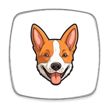 Basenji Hunderasse Aquarell Karikatur Kawaii Clipar - Viereckiger Kühlschrankmagnet - Weiß - Vorne