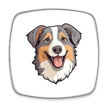 Berger australien chien race aquarelle dessin animé K - Magnet carré - blanc - Devant