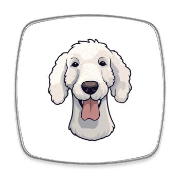 Bedlington Terrier Dog Breed Watercolor Cartoon Ka - Square fridge magnet - white - Front