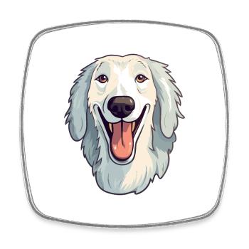 Borzoi Dog Breed Watercolor Cartoon Kawaii Clipart - Square fridge magnet - white - Front