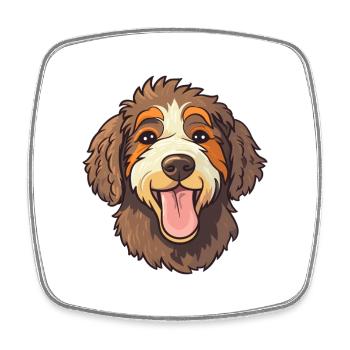 Barbet Dog Breed Watercolor Cartoon Kawaii Clipart - Square fridge magnet - white - Front