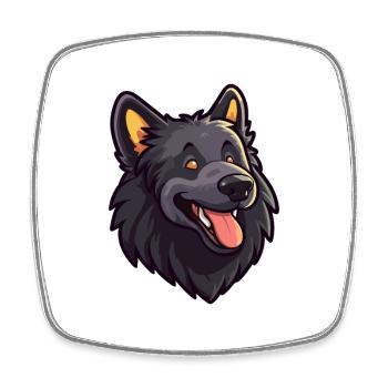 Belgian Sheepdog Dog Breed Watercolor Cartoon Kawa - Square fridge magnet - white - Front