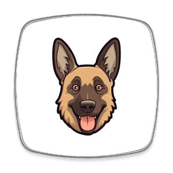 Belgian Malinoi Dog Breed Watercolor Cartoon Kawai - Square fridge magnet - white - Front