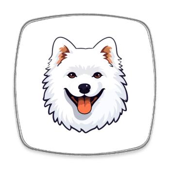 American Eskimo Dog Breed Watercolor Cartoon Kawai - Square fridge magnet - white - Front