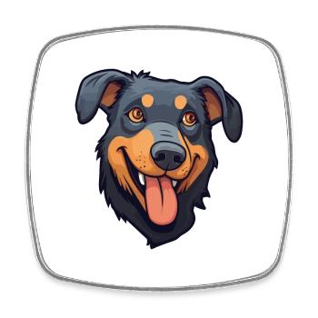 Beauceron Hunderasse Aquarell Cartoon Kawaii Clip - Viereckiger Kühlschrankmagnet - Weiß - Vorne