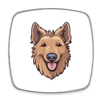 Berger Picard Hunderasse Aquarell Karikatur Kawaii - Viereckiger Kühlschrankmagnet - Weiß - Vorne