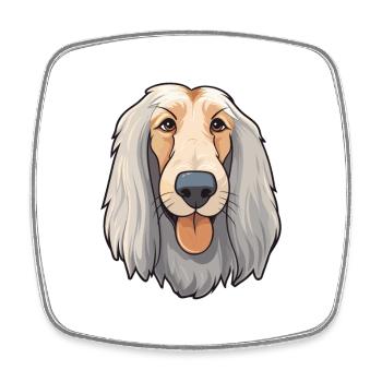 Lévrier afghan chien race aquarelle dessin animé Kawaii C - Magnet carré - blanc - Devant