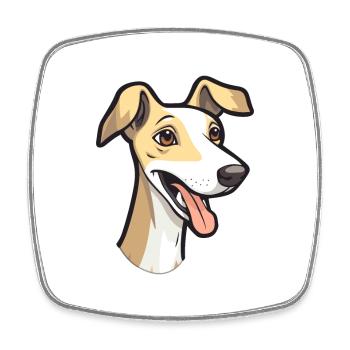 Whippet Dog Breed Watercolor Cartoon Kawaii Clipar - Square fridge magnet - white - Front