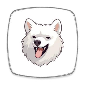 Spitz japonais chien race aquarelle dessin animé kawaii - Magnet carré - blanc - Devant