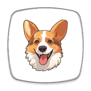 Corgi chien race aquarelle dessin animé Kawaii Clipart - Magnet carré - blanc - Devant