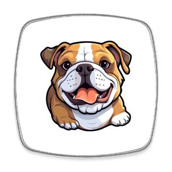Bulldogge Hund Rasse Aquarell Karikatur Kawaii Clipar - Viereckiger Kühlschrankmagnet - Weiß - Vorne