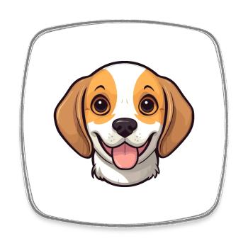 Beagle Dog Breed Watercolor Cartoon Kawaii Clipart - Square fridge magnet - white - Front